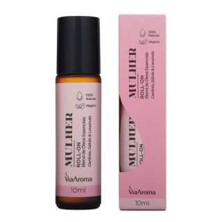 roll on mulher via aroma com oleos essenciais de geranio, salvia e lavanda