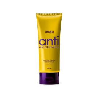 anti-encolhimento abela, embalagem amarela com pump roxo