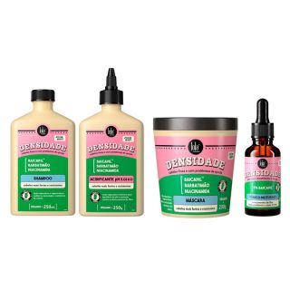 kit completo densidade lola, 4 produtos, shampoo, acidificante, máscara, tônico densidade.