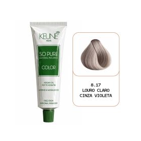 Keune So Pure Tintura Color 8.17 Louro Claro Cinza Violeta 60mL