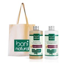 kit boni natural shampoo e condicionador presente com sacola de algodao
