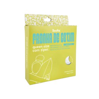 Fronha de cetim anti frizz queen size 55X70 com zipper Branca Soulta