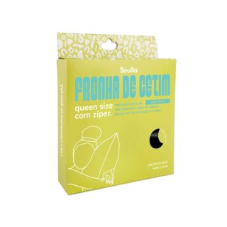 Fronha de cetim anti frizz queen size 55X70 com zipper Preta Soulta