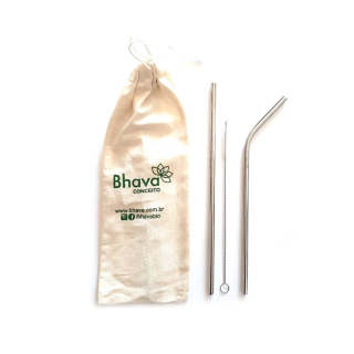 Kit Canudos Ecológicos de Aço Inox