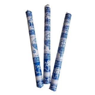 três tubos de incensos naturais com embalagem branca com azul, contendo símbolos místicos