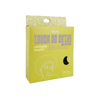 Touca de cetim camada dupla com elástico Cor Preta Soulta